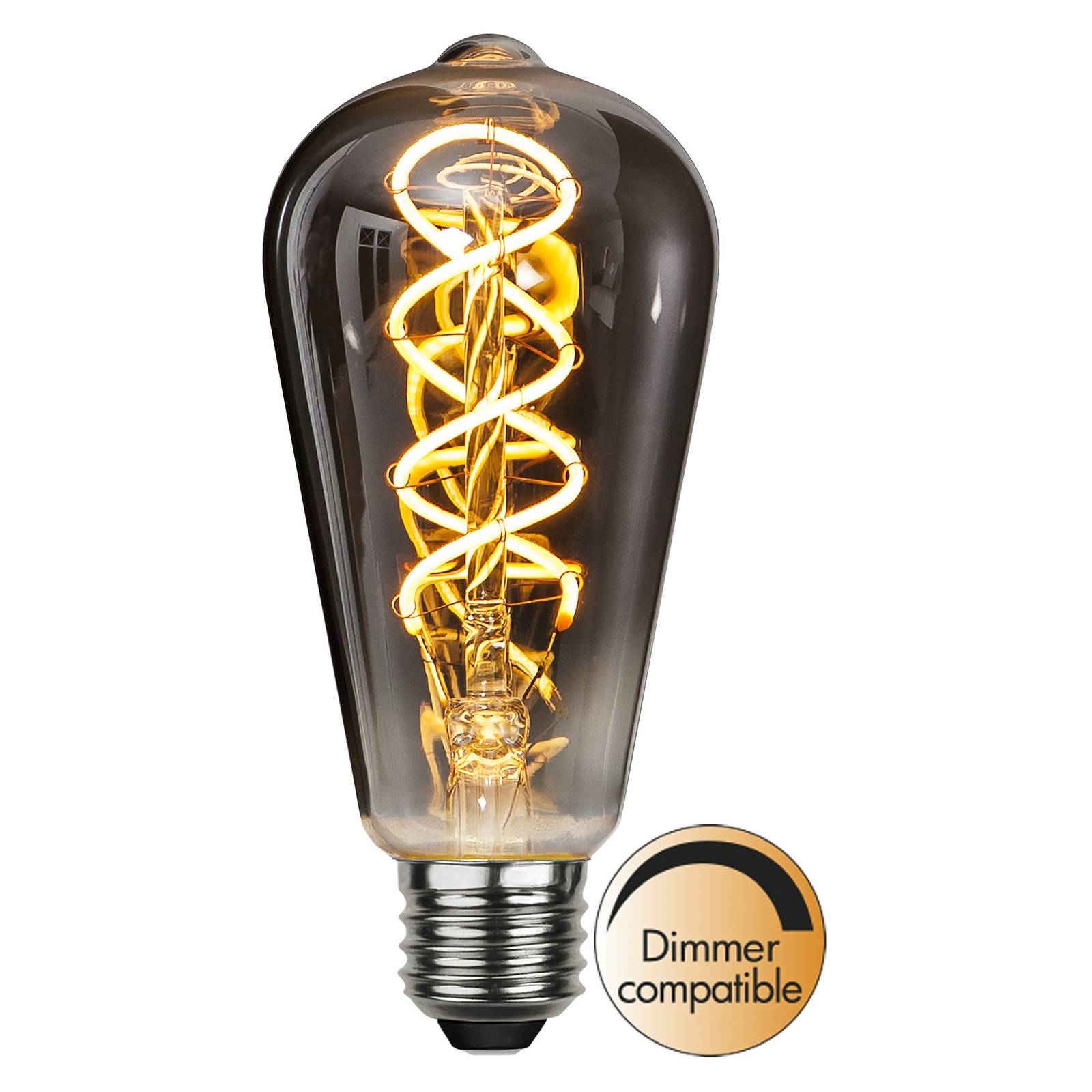 LED-Rustikalampe E27 ST64 2W Filament 2.100K rauch von STAR TRADING