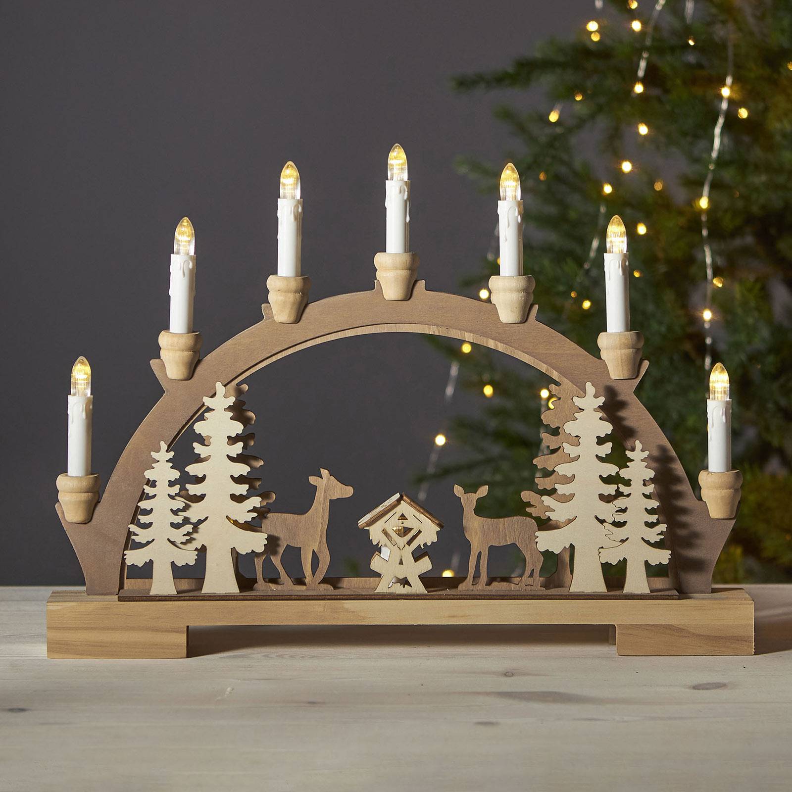 LED-Schwibbogen Fauna, helles und dunkles Holz LED-Schwibbogen Fauna, helles und dunkles Holz von STAR TRADING