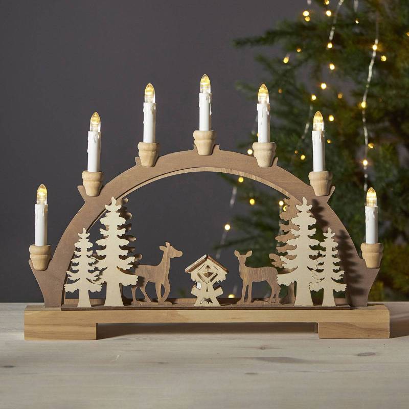 LED-Schwibbogen Fauna, helles und dunkles Holz von STAR TRADING