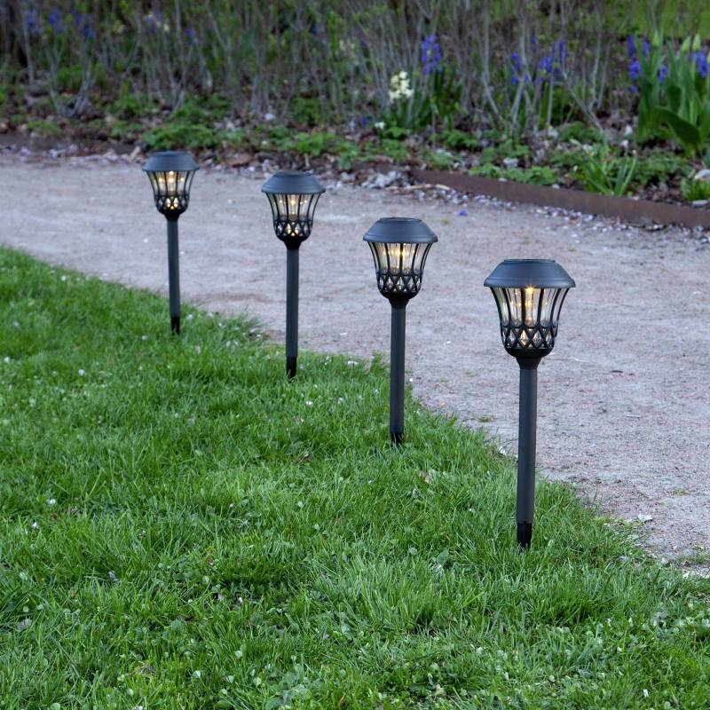 LED-Solar-Erdspießleuchte Lace, schwarz, Höhe 31 cm, 4er-Set von STAR TRADING