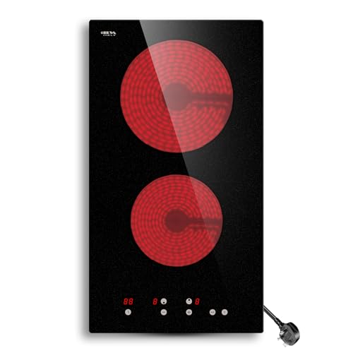 STARCHARTS Stecker-Keramikkochfeld mit Italien-ILVA-Glas, 2-Ring-Elektrokochfeld mit 13-A-Stecker, 2800 W, Touch-Pannel, Safe Lock von STARCHARTS