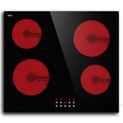 STARCHARTS Keramik-Kochfeld mit 4 Brennern mit italienischem Glas, Gesamtleistung 6000 W (Imitathion Stonepatern) von STARCHARTS