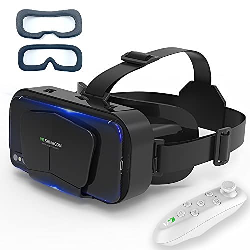 VR Brille Handy Virtual Reality mit Fernbedienung, 3D VR-Brille Erleben Sie Spiele und 360 Grad Filme in 3D mit weicher & komfortabler VR Brille Glasses für Phone Android 5~7 inch 02 von STARHUI