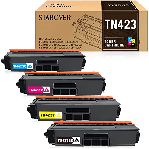 STAROVER TN423 Toner Kompatibel als Ersatz für Brother TN-423 TN-423BK TN-421 TN421 MFC-L8690CDW MFC-L8900CDW HL-L8260CDW HL-L8360CDW DCP-L8410CDW DCP-L8410CDN (Schwarz Cyan Gelb Magenta, 4er-Pack) von STAROVER