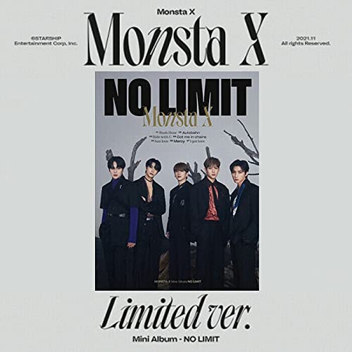 MONSTA X - [ NO LIMIT ] 10th Mini Album ( LIMITED EDITION ) 1ea CD+72p Photo Book+1ea Photo Card+1ea Paper Stand+1ea Folded Poster(On pack)+1ea Post Card+2ea STORE GIFT CARD von STARSHIP Ent.