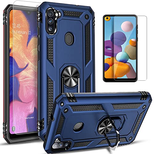 STARSHOP Samsung Galaxy A11 Handyhülle, Samsung A11 Handyhülle, mit [Displayschutzfolie aus gehärtetem Glas im Lieferumfang enthalten] Militärqualität, stoßfest, Ständer, Marineblau von STARSHOP