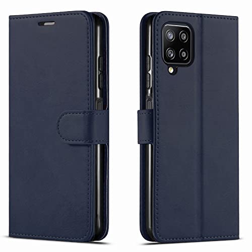 STARSHOP Kompatibel mit Samsung Galaxy A12, nicht passend für A21, mit Displayschutzfolie aus gehärtetem Glas, Lederschutzhülle mit Taschen und Kreditkartenständer, Blau STARSHOP Kompatibel mit Samsung Galaxy A12, nicht passend für A21, mit Displayschutzfolie aus gehärtetem Glas, Lederschutzhülle mit Taschen und Kreditkartenständer, Blau von STARSHOP