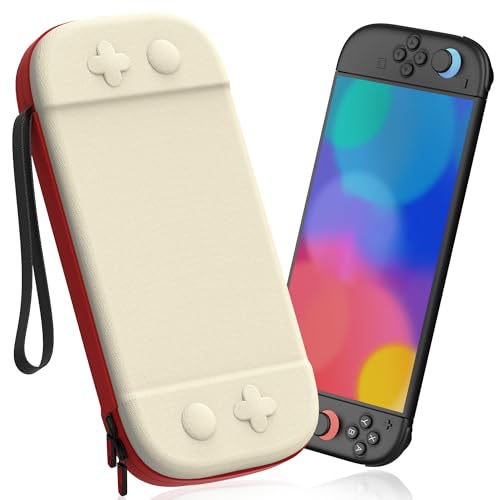 STARTRC GAMES Switch 2 Tasche für Nintendo Switch 2 (2025), Reise Hartschalenkoffer für 12 Spielekassetten, Schutzhülle für Switch 2 Konsole und Spielezubehör - Weiß und Rot von STARTRC GAMES