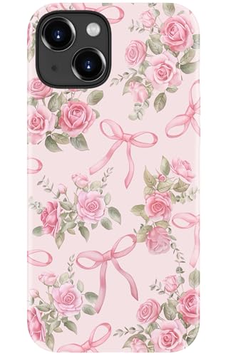 STARVIP Schutzhülle für iPhone 13, kabelloses Laden, zweilagiger, stoßfester Schutz mit stilvollem Wildblumen-Design, weiches Silikon + Hartschalen-Handyhülle für Damen, Rosa Rose und Schleifen STARVIP Schutzhülle für iPhone 13, kabelloses Laden, zweilagiger, stoßfester Schutz mit stilvollem Wildblumen-Design, weiches Silikon + Hartschalen-Handyhülle für Damen, Rosa Rose und Schleifen von STARVIP