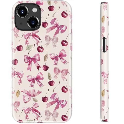 STARVIP Schutzhülle für iPhone 13, kompatibel mit kabellosem Laden, zweilagiger Schutz mit stilvollem Design, weiches Silikon + Hartschale, Handyhülle für Damen, Kirsche und Schleife STARVIP Schutzhülle für iPhone 13, kompatibel mit kabellosem Laden, zweilagiger Schutz mit stilvollem Design, weiches Silikon + Hartschale, Handyhülle für Damen, Kirsche und Schleife von STARVIP