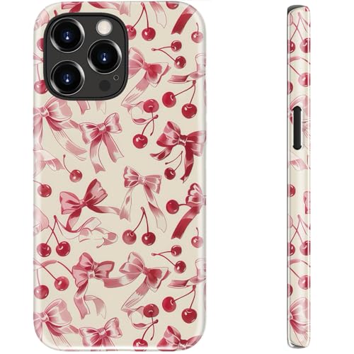 STARVIP Schutzhülle für iPhone 13 Pro, kompatibel mit kabellosem Laden, zweilagiger, stoßfester Schutz mit stilvollem Design, weiches Silikon + Hartschale, Handyhülle für Damen, rote Kirsche und von STARVIP
