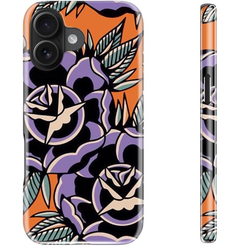 STARVIP Schutzhülle für iPhone 16, kabelloses Laden, zweilagiger, stoßfester Schutz mit stilvollem Wildblumen-Design, weiches Silikon + Hartschale, süße schicke Handyhülle für Frauen, abstrakte lila STARVIP Schutzhülle für iPhone 16, kabelloses Laden, zweilagiger, stoßfester Schutz mit stilvollem Wildblumen-Design, weiches Silikon + Hartschale, süße schicke Handyhülle für Frauen, abstrakte lila von STARVIP