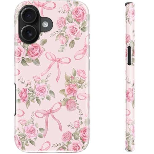 STARVIP Schutzhülle für iPhone 16, kabelloses Laden, zweilagiger, stoßfester Schutz mit stylischem Wildblumen-Design, weiches Silikon + Hartschale, süße schicke Schutzhülle für Frauen, rosa Rose und STARVIP Schutzhülle für iPhone 16, kabelloses Laden, zweilagiger, stoßfester Schutz mit stylischem Wildblumen-Design, weiches Silikon + Hartschale, süße schicke Schutzhülle für Frauen, rosa Rose und von STARVIP