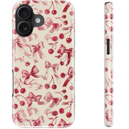 STARVIP Schutzhülle für iPhone 16, kompatibel mit kabellosem Laden, zweilagiger, stoßfester Schutz mit stilvollem Design, weiches Silikon + Hartschale, Handyhülle für Damen, rote Kirsche und Schleifen STARVIP Schutzhülle für iPhone 16, kompatibel mit kabellosem Laden, zweilagiger, stoßfester Schutz mit stilvollem Design, weiches Silikon + Hartschale, Handyhülle für Damen, rote Kirsche und Schleifen von STARVIP