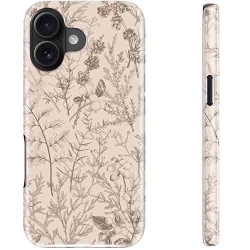 STARVIP Schutzhülle für iPhone 16, kompatibel mit kabellosem Laden, zweilagiger, stoßfester Schutz mit stilvollem Wildblumen-Design, schicke Schutzhülle für Damen, Serene Foliage von STARVIP