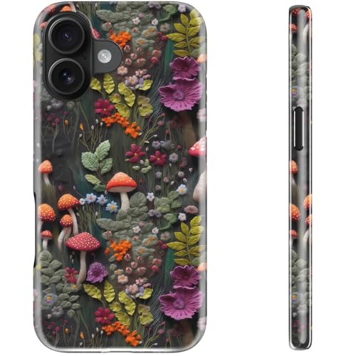 STARVIP Schutzhülle für iPhone 16, kompatibel mit kabellosem Laden, zweilagiger, stoßfester Schutz mit stylischem Wildblumen-Design, schicke Schutzhülle für Damen, Motiv "Zauberwald" von STARVIP
