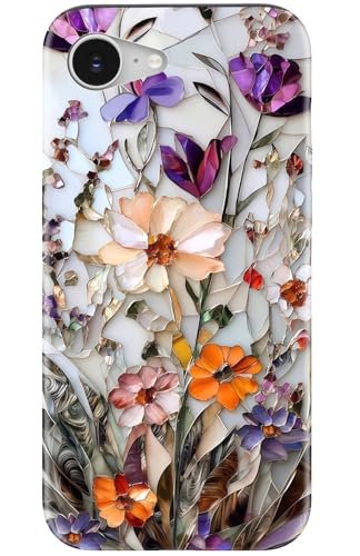 STARVIP Schutzhülle für iPhone 16e, kompatibel mit kabellosem Laden, zweilagiger, stoßfester Schutz mit stilvollem Design, weiches Silikon + Hartschale, Handyhülle für Damen, marmorierte Blumenadern von STARVIP