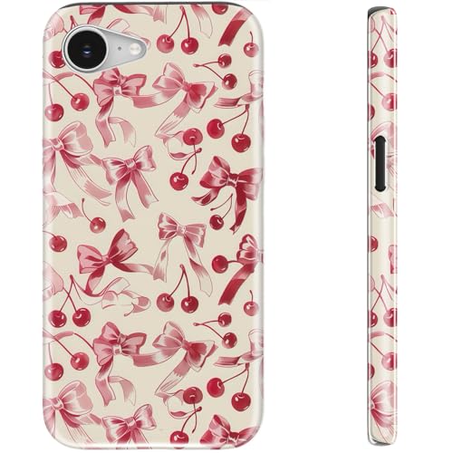 STARVIP Schutzhülle für iPhone 16e, kompatibel mit kabellosem Laden, zweilagiger, stoßfester Schutz mit stilvollem Design, weiches Silikon + Hartschale, Handyhülle für Damen, rote Kirsche und von STARVIP