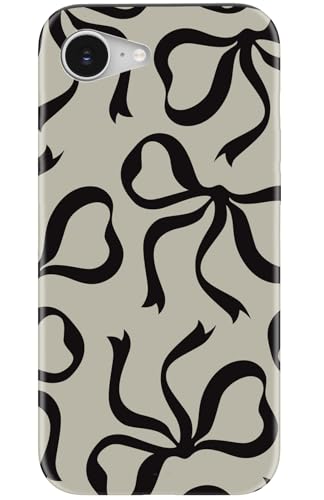 STARVIP Schutzhülle für iPhone 16e, kompatibel mit kabellosem Laden, zweilagiger, stoßfester Schutz mit stilvollem Design, weiches Silikon + Hartschale, Handyhülle für Damen, schwarze Schleifen von STARVIP