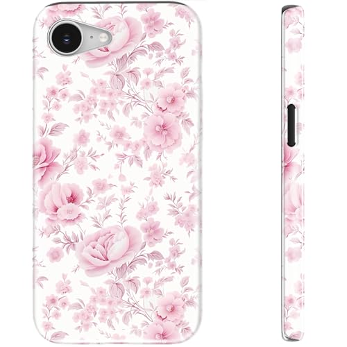 STARVIP Schutzhülle für iPhone 16e, kompatibel mit kabellosem Laden, zweilagiger, stoßfester Schutz mit stilvollem Wildblumen-Design, schicke Schutzhülle für Damen, Blühende rosa Rosen von STARVIP