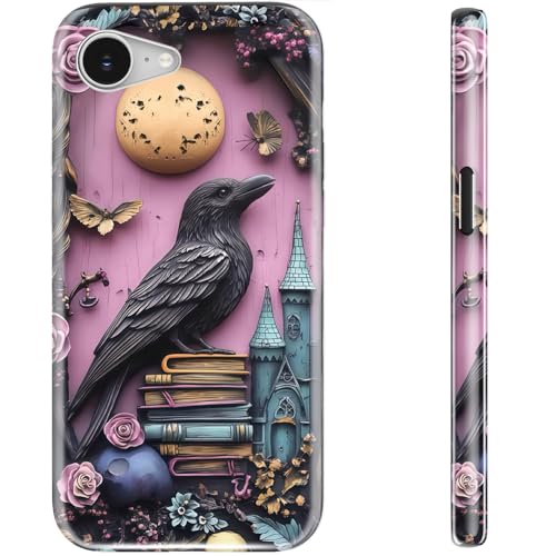 STARVIP Schutzhülle für iPhone 16e, kompatibel mit kabellosem Laden, zweilagiger, stoßfester Schutz mit stilvollem Wildblumen-Design, schicke Schutzhülle für Damen, Gothic-Totenkopf & Rabe STARVIP Schutzhülle für iPhone 16e, kompatibel mit kabellosem Laden, zweilagiger, stoßfester Schutz mit stilvollem Wildblumen-Design, schicke Schutzhülle für Damen, Gothic-Totenkopf & Rabe von STARVIP
