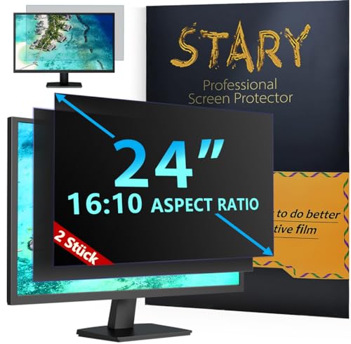 STARY [2 Stück] 24 Zoll Computer Privatsphäre Bildschirm Filter für 16:10 Widescreen Monitor abnehmbar Anti Glare Blue Light Filter 24 Zoll Privatsphäre Bildschirm für Monitor Shield Screen Protector von STARY