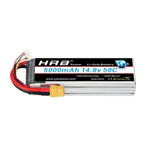 STASRC HRB 4S Lipo Akku 5000mAh 14.8V 50C XT60 Stecker RC Lipo Akku Kompatibel mit RC Hubschrauber Flugzeug Auto Boot LKW STASRC HRB 4S Lipo Akku 5000mAh 14.8V 50C XT60 Stecker RC Lipo Akku Kompatibel mit RC Hubschrauber Flugzeug Auto Boot LKW von STASRC