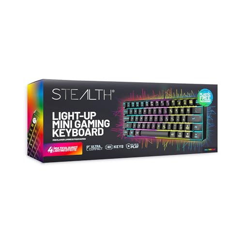 STEALTH Light Up Ultrakompakte Mini-Gaming-Tastatur, Schwarz, mit gewichteter Basis und mehrfarbigen Lichteffekten von STEALTH
