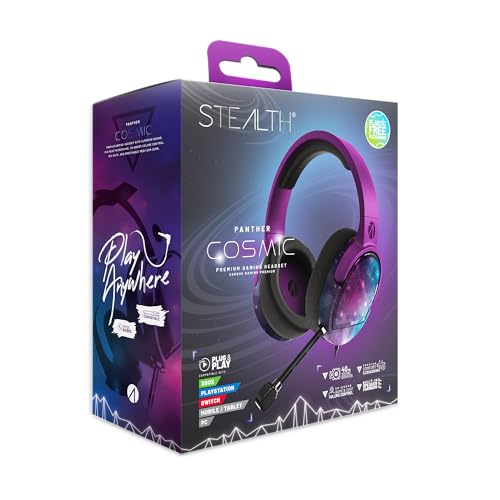 STEALTH PANTHER Cosmic - Over Ear Gaming Headset Kompatibel mit PS4/PS5, XBOX, Switch, PC mit flexiblem Mikrofon, 3,5 mm Klinke, 1,5 m Kabel, leicht, bequem und langlebig von STEALTH