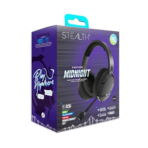 STEALTH Panther Gaming Headset Over Ear Gaming Headset PS4/PS5, Xbox, Switch, PC mit flexiblem Mikrofon, 3,5mm Klinke, 1,5m Kabel, leicht, komfortabel und langlebig von STEALTH