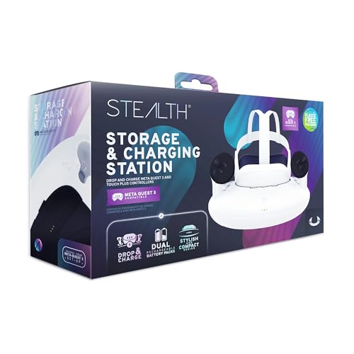 Stealth Aufbewahrungs- und Ladestation kompatibel mit Quest 3, mit Zwei wiederaufladbaren Akkupacks für eine stilvolle und kompakte Aufbewahrung Stealth Aufbewahrungs- und Ladestation kompatibel mit Quest 3, mit Zwei wiederaufladbaren Akkupacks für eine stilvolle und kompakte Aufbewahrung von STEALTH
