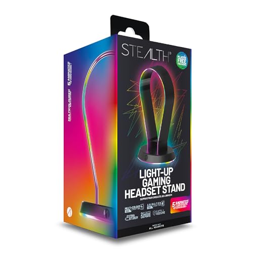 Stealth LED Light Up Gaming Headset Ständer in Schwarz für PS4, PS5, Xbox, Switch und PC - USB-betrieben mit Aufbewahrungsbasis und 12 RGB Beleuchtungsmodi von STEALTH