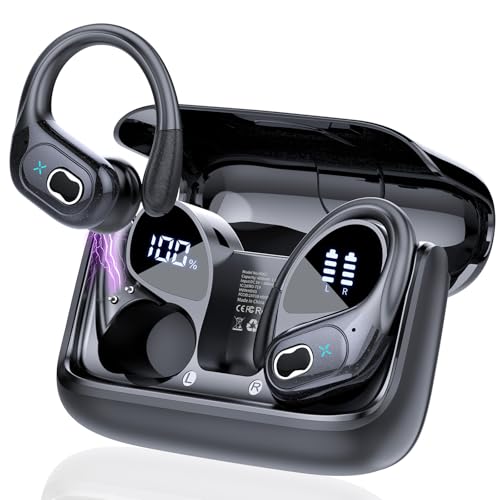 STECEi Kopfhörer Sport, 2025 in Ear Kopfhörer Kabellos Bluetooth 5.4 mit HD Mic, 75Std HiFi Stereo Bluetooth Kopfhörer mit Ohrhaken, Comfort Fit, IP7 wasserdichte Ohrhörer für Sport Arbeit Studium von STECEi