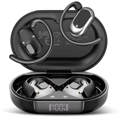 STECEi Open-Ear Kopfhörer 5.4 Bluetooth Kopfhörer, 2025 Verstellbare Ohrhaken Kopfhörer Kabellos Bluetooth starker Bass, 32H Spielzeit kopfhörer Sport IP7 Wasserfest für Sport, Laufen, LED, Schwarz STECEi Open-Ear Kopfhörer 5.4 Bluetooth Kopfhörer, 2025 Verstellbare Ohrhaken Kopfhörer Kabellos Bluetooth starker Bass, 32H Spielzeit kopfhörer Sport IP7 Wasserfest für Sport, Laufen, LED, Schwarz von STECEi