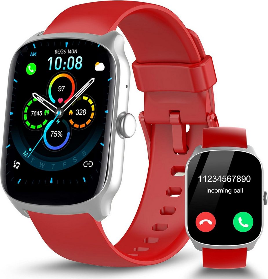 STECEi S68 Smartwatch (Android iOS), Telefonfunktion Benachrichtigung Fitnessfunktionen Herzfrequenz GPS von STECEi