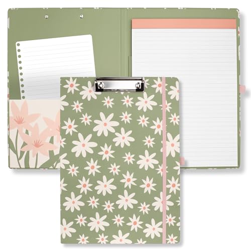 Steel Mill & Co niedliches Klemmbrett Folio mit nachfüllbarem liniertem Notizblock und Innentasche für die Arbeit, Gänseblümchen-Blumenmuster, Grün Steel Mill & Co niedliches Klemmbrett Folio mit nachfüllbarem liniertem Notizblock und Innentasche für die Arbeit, Gänseblümchen-Blumenmuster, Grün von STEEL MILL AND CO.