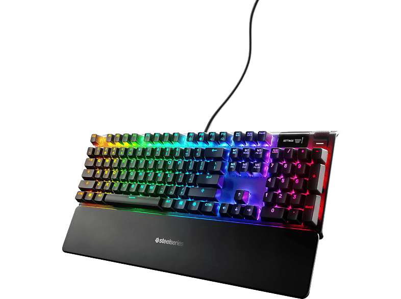 STEELSERIES Apex 7, Gaming Tastatur, Mechanisch, Steelseries QX2 Mechanical Red Linear, Kabelgebunden, Schwarz von STEELSERIES