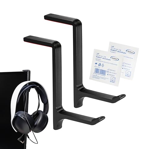 STEKIS - Gaming Headset Halterung für Monitor - 2X Headsethalter Haken schwarz mit Reinigungstuch schmal - Kopfhörer-Halterung Bildschirm STEKIS - Gaming Headset Halterung für Monitor - 2X Headsethalter Haken schwarz mit Reinigungstuch schmal - Kopfhörer-Halterung Bildschirm von STEKIS