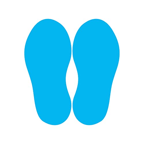 Bodenaufkleber Fußpaar zum Abstandhalten – selbtklebende Abstandshalter für den Fußboden mit Anti-Rutsch-Beschichtung (10 Paar Fußabdrücke | Fußgröße 250 x 100 mm | Hellblau) von STEMPEL-FABRIK