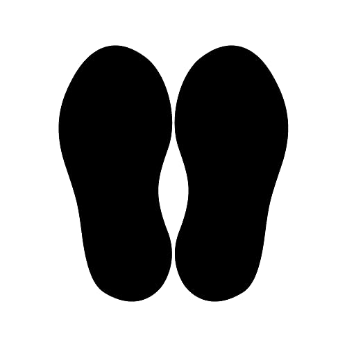 Bodenaufkleber Fußpaar zum Abstandhalten – selbtklebende Abstandshalter für den Fußboden mit Anti-Rutsch-Beschichtung (10 Paar Fußabdrücke | Fußgröße 250 x 100 mm | Schwarz) von STEMPEL-FABRIK