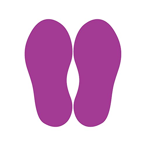 Bodenaufkleber Fußpaar zum Abstandhalten – selbtklebende Abstandshalter für den Fußboden mit Anti-Rutsch-Beschichtung (10 Paar Fußabdrücke | Fußgröße 250 x 100 mm | Violett) von STEMPEL-FABRIK