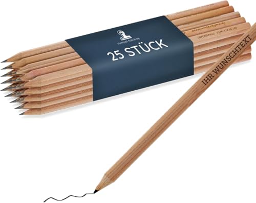 STEMPEL-FABRIK 25 Stück personalisierte Holzbleistifte/Bleistifte mit Wunschtext/Namen/Webseite (max. Gravurmaß 80x5 mm) von STEMPEL-FABRIK