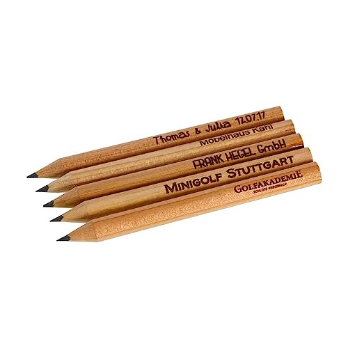 STEMPEL-FABRIK 25 Stück personalisierte Holzbleistifte (Kurz) -Gravierte Holzbleistifte/Bleistifte mit Wunschtext/Namen/Webseite (max. Gravurmaß 50x5 mm) (Kurz, 25 Stück) von STEMPEL-FABRIK