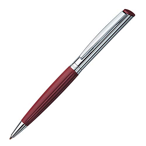 STEMPEL-FABRIK – Stempel-Kugelschreiber Heri Diagonal Wave 6261 Custom mit Wunschtext personalisieren – 2in1 Kugelschreiber mit selbstfärbendem Taschenstempel (33 x 8 mm | 3 Zeilen | Bordeaux/Silber) von STEMPEL-FABRIK
