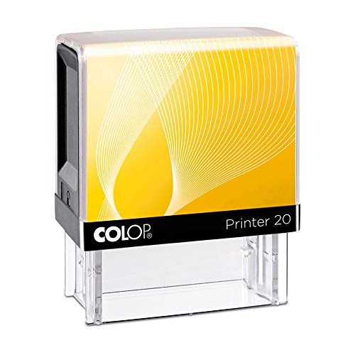 Stempel Colop Printer 20 custom (38x14 mm - 4 Zeilen) mit individueller Textplatte Größe Schwarz, Farbe Gelb von STEMPEL-FABRIK