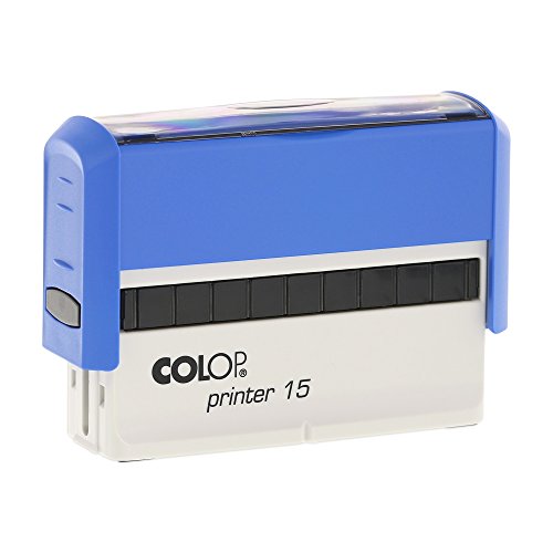 stempel-fabrik – Colop Printer 15 BLAU Stempel mit Wunschtext personalisieren – Selbstfärbestempel als Namensstempel, Adressstempel, Firmenstempel & Co zu verwenden (69 x 10 mm | 2 Zeilen | Blau) von STEMPEL-FABRIK