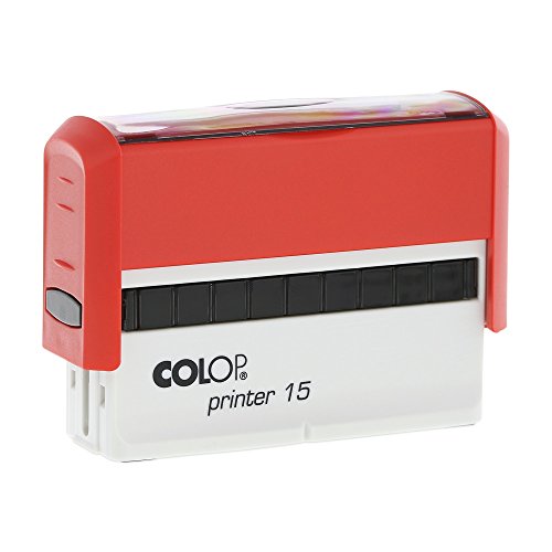 stempel-fabrik – Colop Printer 15 ROT Stempel mit Wunschtext personalisieren – Selbstfärbestempel als Namensstempel, Adressstempel, Firmenstempel & Co zu verwenden (69 x 10 mm | 2 Zeilen | Rot) von STEMPEL-FABRIK