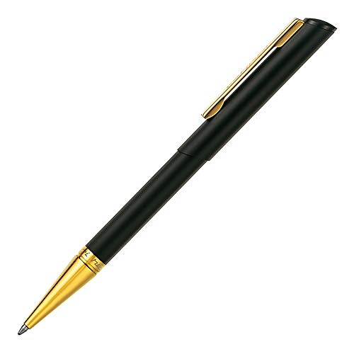 stempel-fabrik – Stempel-Kugelschreiber Heri Diagonal 3020 Custom mit Wunschtext personalisieren – 2in1 Kugelschreiber mit selbstfärbendem Taschenstempel (33 x 8 mm | 3 Zeilen | Schwarz/Gold) von STEMPEL-FABRIK