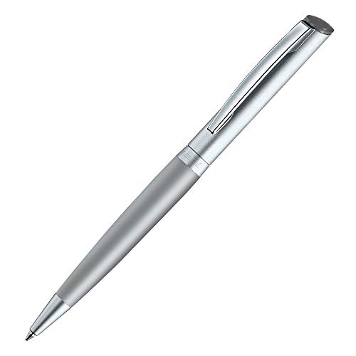 stempel-fabrik – Stempel-Kugelschreiber Heri Diagonal Color 6001 Custom mit Wunschtext personalisieren – 2in1 Kugelschreiber mit selbstfärbendem Taschenstempel (33 x 8 mm | 3 Zeilen | Hellgrau) von STEMPEL-FABRIK