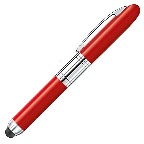 stempel-fabrik – Stempel-Kugelschreiber Heri Mini Stamp & Smart Pen 4374 Custom mit Wunschtext personalisieren – 3in1 Kugelschreiber mit selbstfärbendem Taschenstempel (33 x 8 mm | 3 Zeilen | Rot) von STEMPEL-FABRIK
